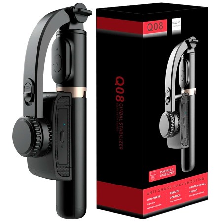 Gimbal Estabilizador de 1eje para celulares Q08 palo selfie con trípode shoooter