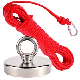 Kit de pesca magnético man de pesca 48mm 88kg de fuerza con cuerda 20 mts y mosqueton