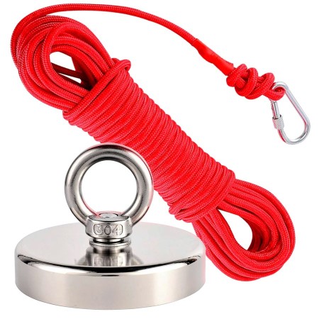 Kit de pesca magnético man de pesca 60mm 156kg de fuerza con cuerda 20 mts y mosqueton