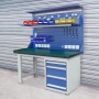 Escritorio Metálico Industrial con Repisa 50 cm y Tomas 220V