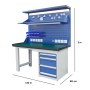 Escritorio Metálico Industrial con Repisa 50 cm y Tomas 220V