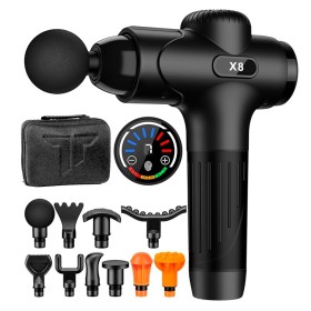 Pistola masajeadora 10 cabezales para rehabilitación con pantalla táctil 5V