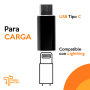 Adaptador USB C Macho a hembra para Carga