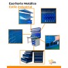 Escritorio Metálico Industrial con Repisa 50 cm y Tomas 220V