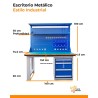 Escritorio Metálico Industrial con Repisa 50 cm y Tomas 220V