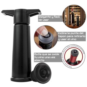 Bomba de vacio y dos tapones para vino