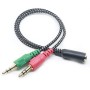 Cable Divisor Audio 3.5 En Dos Salidas Mic Y Auricular