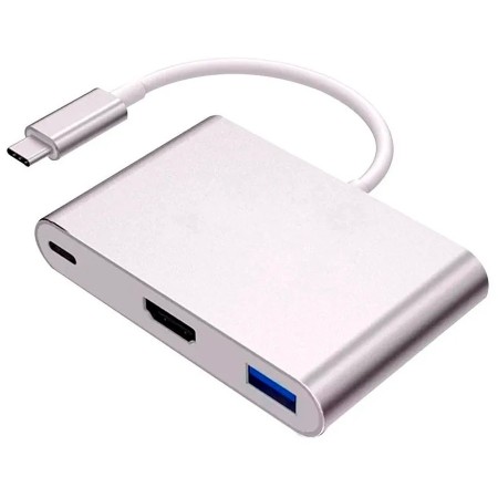 Adaptador USB Tipo C A Hdmi + Usb 3.0 + Tipo C