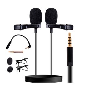 Microfono corbatero doble para entrevistas