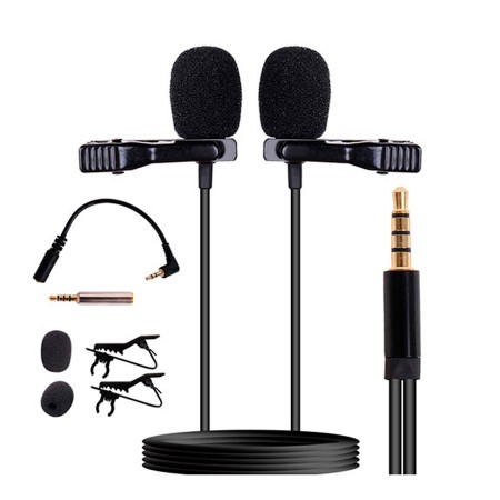 Microfono corbatero doble para entrevistas