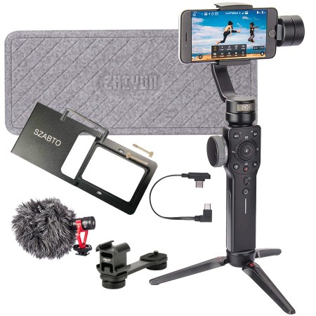 Kit Gimbal Zhiyun Smooth 4 + Microfono boya MM1 + Adaptador camara + Adaptador USB + Soporte