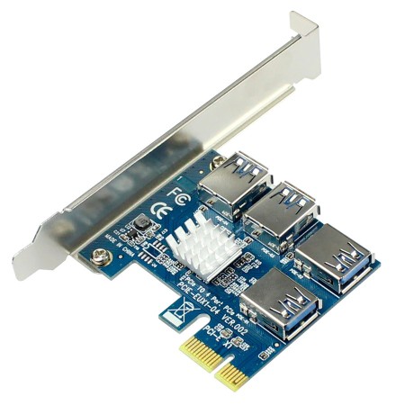 Riser PCIe 1X a 4 16X mediante conector USB